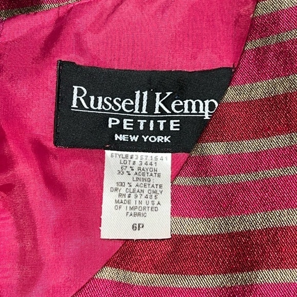 RUSSELL KEMP Striped V-Neck Sheath Dress in Raspberry & Red, Size 6P - Picture 4 of 6